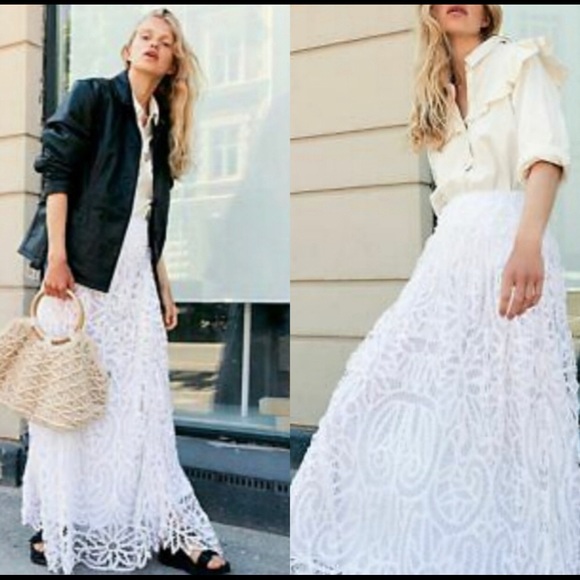 Free People Dresses & Skirts - Free People Stevies Lace Maxi Skirt White